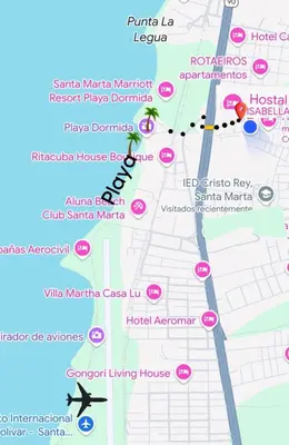 a map of paris with pink dots at Casa Hotel Isabella in Santa Marta
