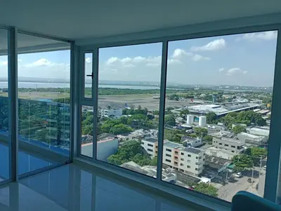 a view of a city from an office window at Penthouse vista panoramica frontal al mar 450 mts2 in Cartagena de Indias