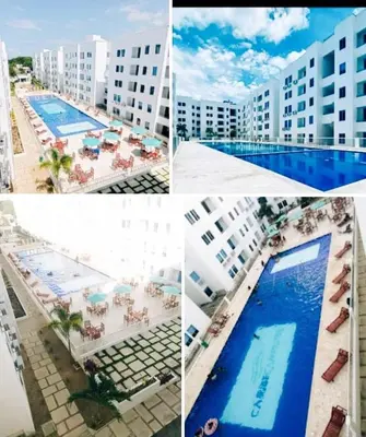 a collage of four pictures of a swimming pool at Hospedaje y Alojamiento Familiar in Coveñas