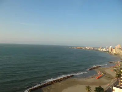an aerial view of a beach and the ocean at Apto en Cartagena de Indias in Cartagena de Indias