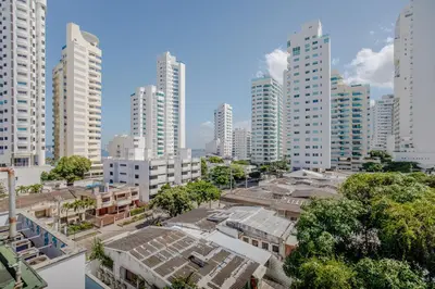 an aerial view of a city with tall buildings at Habitación doble baño privado cerca al mar y bahia in Cartagena de Indias