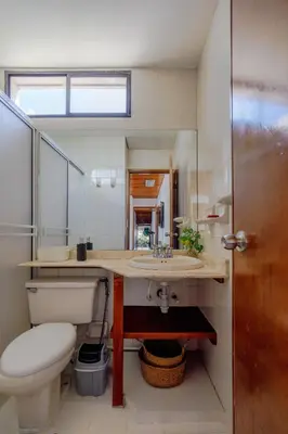 a bathroom with a toilet and a sink at Habitación doble baño privado cerca al mar y bahia in Cartagena de Indias