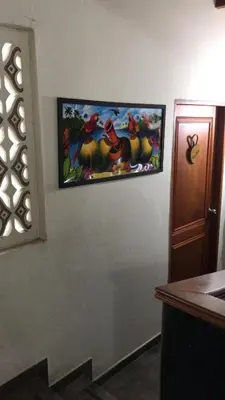 a painting of birds on a wall in a room at Casa Hostal La Vie en Rose in Cartagena de Indias