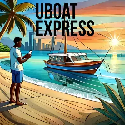 a man standing on the beach with a book and a boat at Punta Arena EcoHostal & EcoFit - Your Eco-Friendly Oasis 01 in Playa Punta Arena