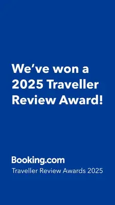 a blue sign that says weve won a traveler review award at Nice Apartment close to Historic City and beach in Cartagena de Indias