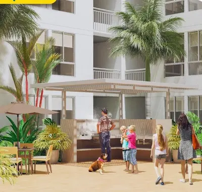 a rendering of a man with a family and a dog at habitación cartagena de indias en piso in Cartagena de Indias