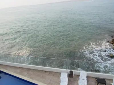 a view of the ocean from a cruise ship at Magia frente al Mar Caribe in Cartagena de Indias