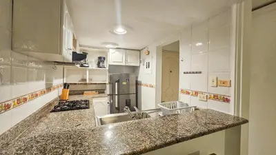 a kitchen with a sink and a counter top at El Laguito Cartagena - Apartamento 2 habitaciones acceso directo a playa in Cartagena de Indias