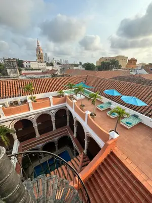an overhead view of a building with a roof at Casa Estrella Colonial Mansion in Cartagena de Indias