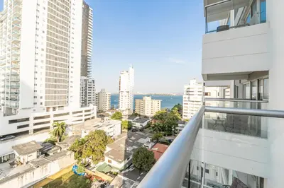 a view of the city from the balcony of a building at Luxury Duplex with Pool, Sunset Views, & Comfort in Cartagena de Indias