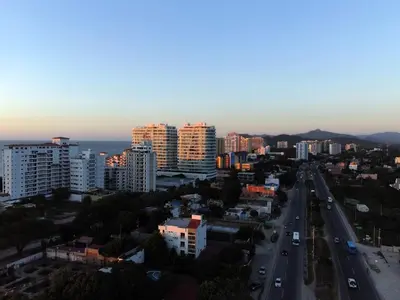 a view of a city with buildings and a highway at Santa Donama Paradise in Santa Marta