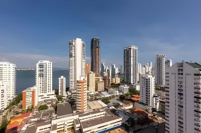 a view of a city with tall buildings at Sea View and Historic Center “Morros City” 2BR in Cartagena de Indias
