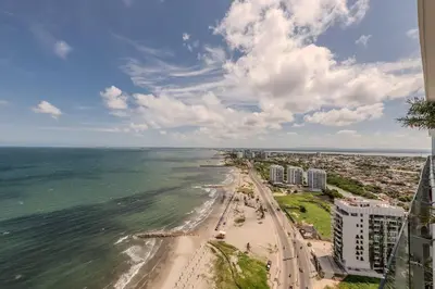 an aerial view of a beach and the ocean at Piso 24 vista al mar 2BR in Cartagena de Indias
