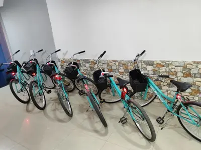 a group of bikes lined up in a row at Hotel Casa Bellamare in Cartagena de Indias