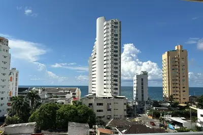 a view of a city with tall buildings and the ocean at Apto playa Alojamiento en Cartagena in Cartagena de Indias