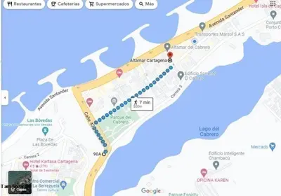 a screenshot of a google map of a hotel at apto con vista al mar piso 11- in Cartagena de Indias
