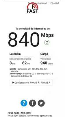 a screenshot of a cell phone with the text fast mbps at Suite moderna con WiFi rápido, balcón y vista CB1432 in Cartagena de Indias