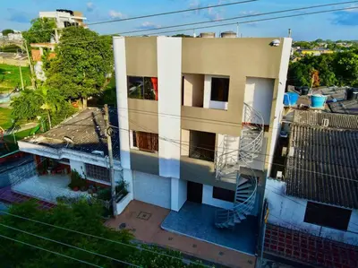 an aerial view of a building with a balcony at Apartaestudios la terraza 2 in Sincelejo