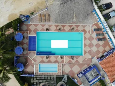 an overhead view of a swimming pool at Cabaña doña Santi in San Antero
