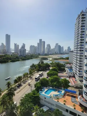 a view of a city with a river and buildings at Vacation Home with water views in every room! in Cartagena de Indias