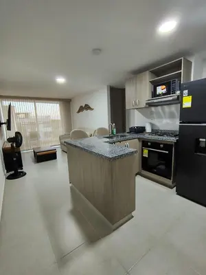 a kitchen with a counter top in a room at Hermoso apartamento in Cartagena de Indias