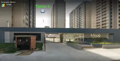 a view of a lobby of a modern building at Apartmento en Ciudad Mallorquín in Puerto Colombia