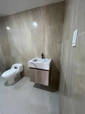 a bathroom with a sink and a toilet at Cabaña Don Jerónimo in Santa Veronica