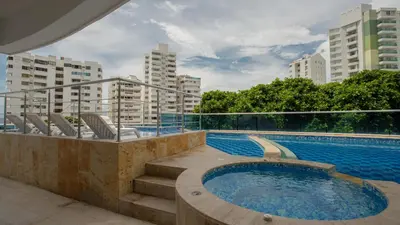 a swimming pool on the roof of a building at Aparamento Vista Mar 1703 in Cartagena de Indias