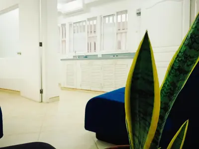 a room with a bed and a plant at Acogedores Apartaestudios en Getsemaní in Cartagena de Indias