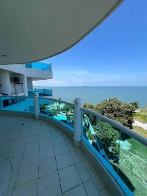 an outdoor balcony with a view of the ocean at Unwind in Santa Martas Oceanfront Retreat in Playa Dormida