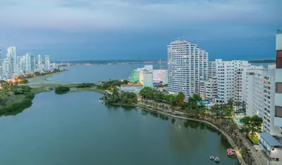 a view of a city with a river and buildings at Apartamento Vista Mar 1604 in Cartagena de Indias