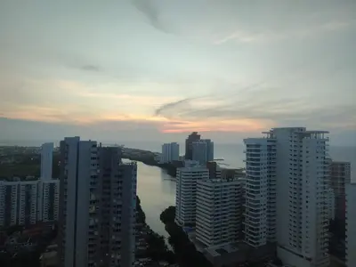 a view of a city with tall buildings and a river at Summer 811 in Cartagena de Indias