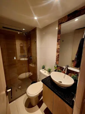 a bathroom with a toilet and a sink and a shower at New and with an ocean view in Cartagena de Indias