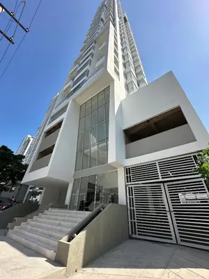 a white building with stairs in front of it at Bocagrande Urban loft in Cartagena de Indias