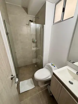 a bathroom with a shower and a toilet and a sink at Cartagena, Serena del Mar, Capriella in Manzanillo del Mar