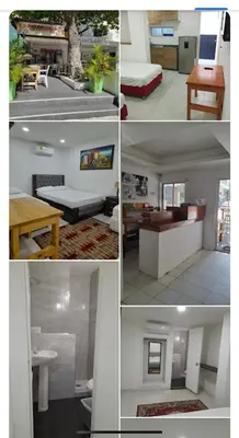 a series of four pictures of a living room and a kitchen at HOTEL Shiloh in Cartagena de Indias