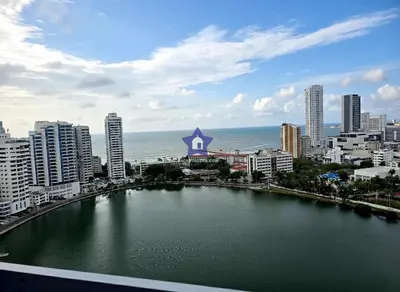 a large body of water in front of a city at Estudio Sky View - Piso 20 in Cartagena de Indias