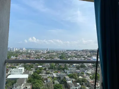 a view of a city from a window at Amoblado cerca playa Marbella in Cartagena de Indias