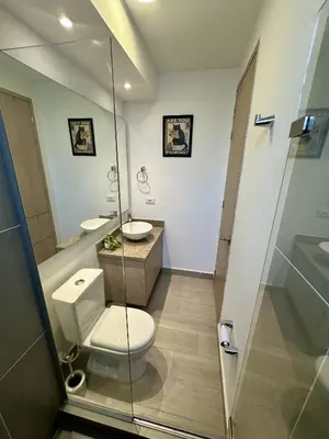 a bathroom with a toilet and a sink at Luxury loft with home theater & pool, Buenavista top location in Barranquilla