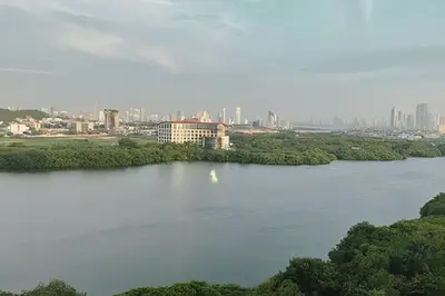 a view of a river with a city in the background at New Gem, 2B, 4 blocks from Center Amazing Views in Cartagena de Indias