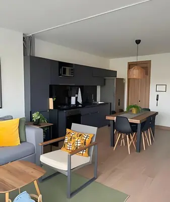 a living room with a couch and a table at New Gem, 2B, 4 blocks from Center Amazing Views in Cartagena de Indias