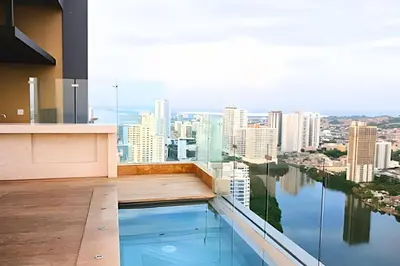 a view of the city from a building with a swimming pool at Oceanfront Gem by Walled City, Spectacular Views in Cartagena de Indias