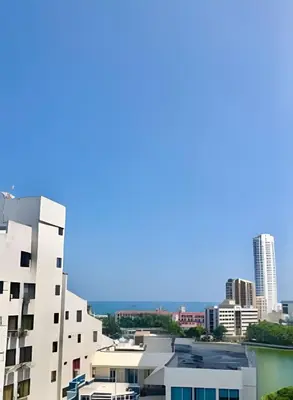 a view of the city from a building at Bello apartamento con acceso directo a la playa in Cartagena de Indias
