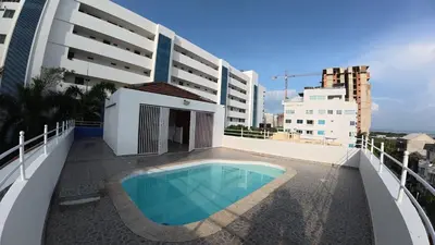 a swimming pool on the roof of a building at Casa cerca al mar Zona Norte Cielo Mar Cartagena in Cartagena de Indias