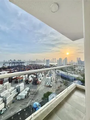 a view of a harbor from a balcony of a building at Excepcional apartamento en zona de negocios in Cartagena de Indias