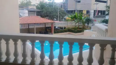 a balcony with a view of a swimming pool at Balcones en Bello Horizonte in Santa Marta