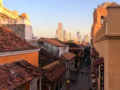 a view of a city street with buildings at Cartagena - stunning location in walled city in Cartagena de Indias