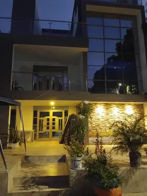 a view of a house at night at Los paragüitas in Cartagena de Indias