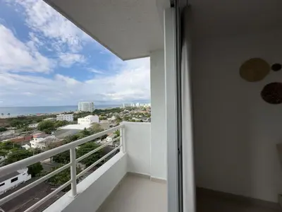 a balcony with a view of the ocean at Cartagena Económica con Estilo y Comodidad in Cartagena de Indias
