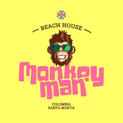 a poster for a beach house hamley man at Monkey man, Beach House in Santa Marta